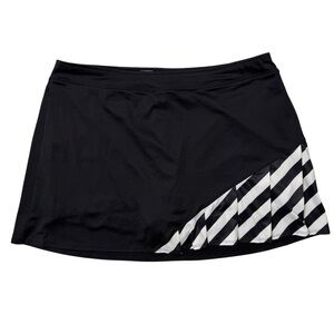 {Slazenger Golf} Black White Stripes Pleated Mid Rise Pull On Golf Skort Shorts